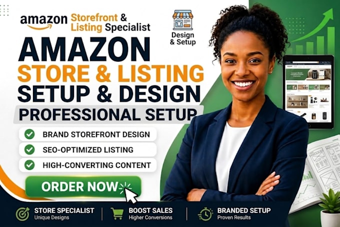 setup your amazon fba store storefront design and product listing