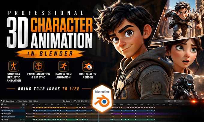 create professional 3d character animation in blender