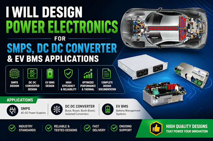 design power electronics pcb for smps, dc dc converter, and ev bms applications
