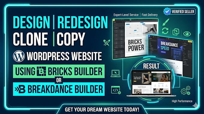 design redesign clone copy wordpress website using bricks builder or breakdance