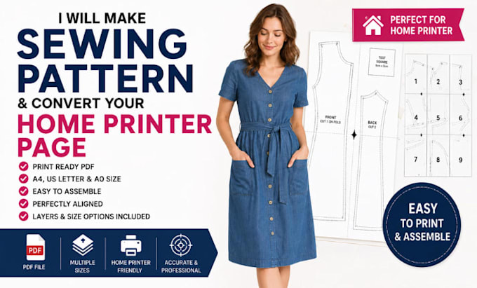 make sewing pattern and convert your home printer page