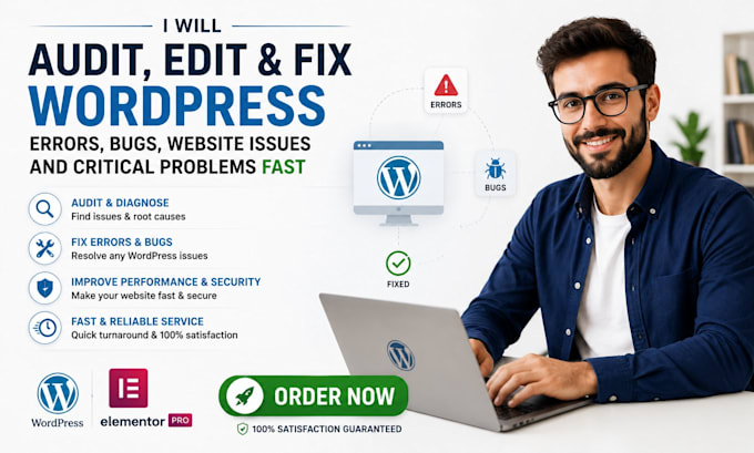 audit edit fix wordpress errors, bugs, website issues and critical problems fast