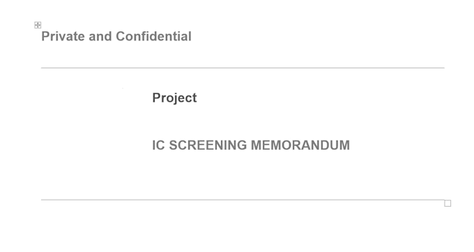 build a screening memo