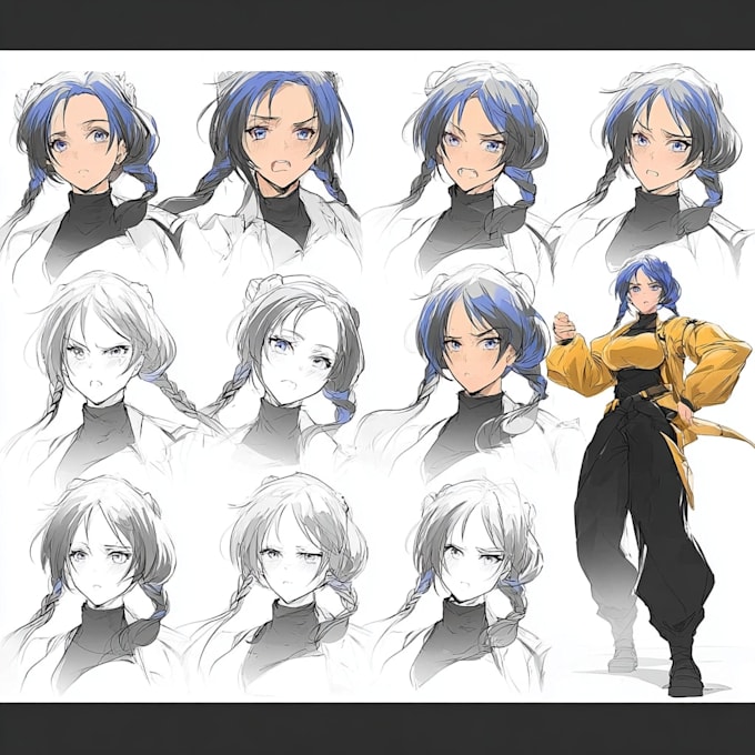 design an anime reference sheet for your original character