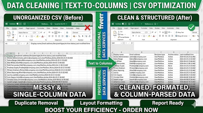 do excel csv data cleaning and formatting