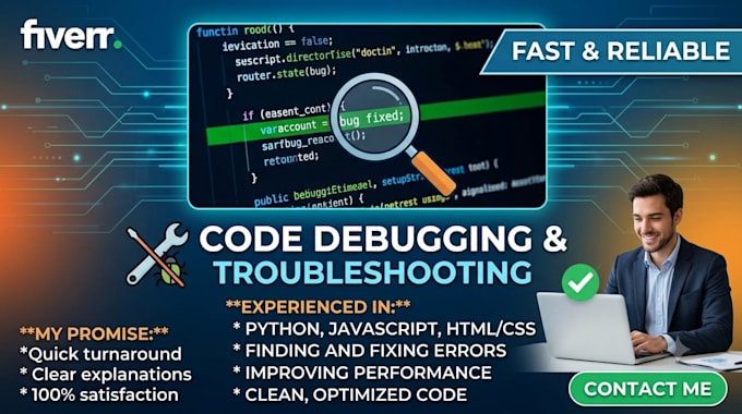 debug and fix errors in your python, javascript or web code