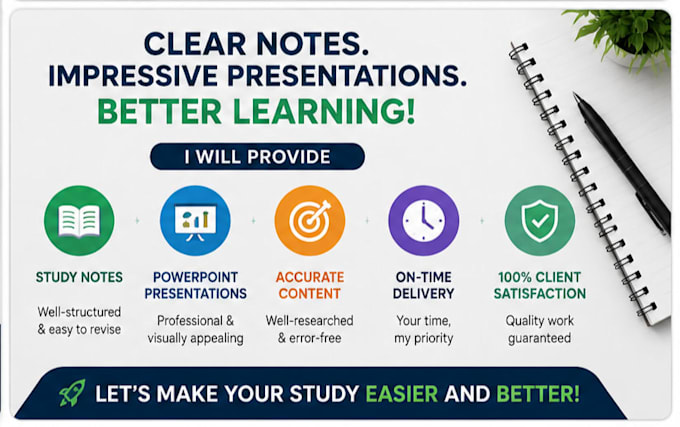 create professional study notes and powerpoint presentations for student