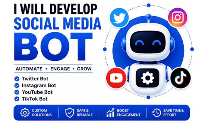 develop python bot, instagram API bot, tiktok bot, youtube bot, twitter x bot
