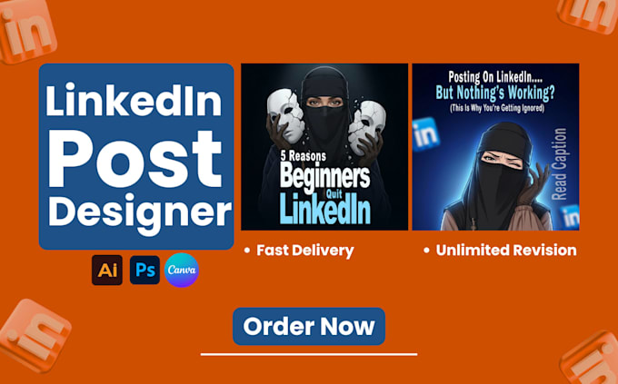 design linkedin post graphics, carousel and banner