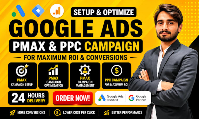 set up and optimise google ads, pmax campaign, PPC campaign for maximum ROI