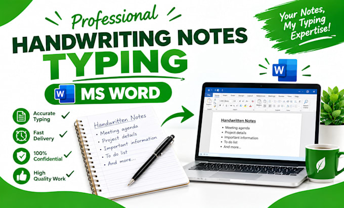 type handwritten notes, books and manuscripts