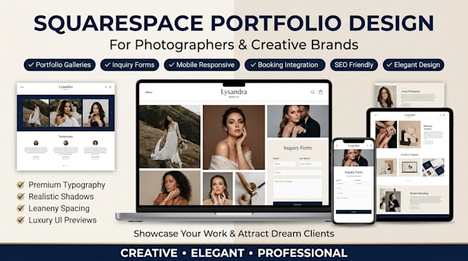 design squarespace portfolio website for photographers and creatives