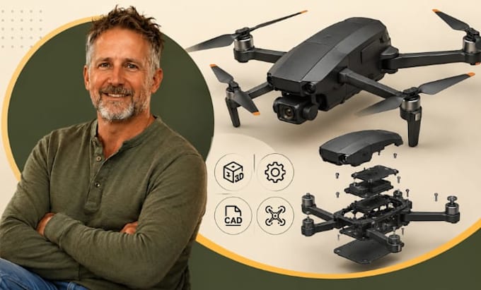 drone cad, uav enclosure, drone parts 3d modeling, drone prototype cad model