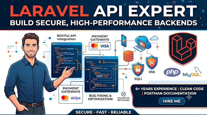 develop secure restful API in laravel or node js and fix bugs