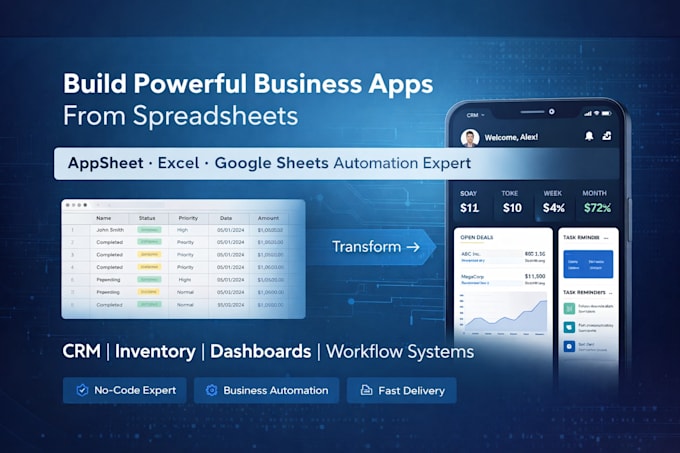 build or fix custom appsheet apps from google sheets