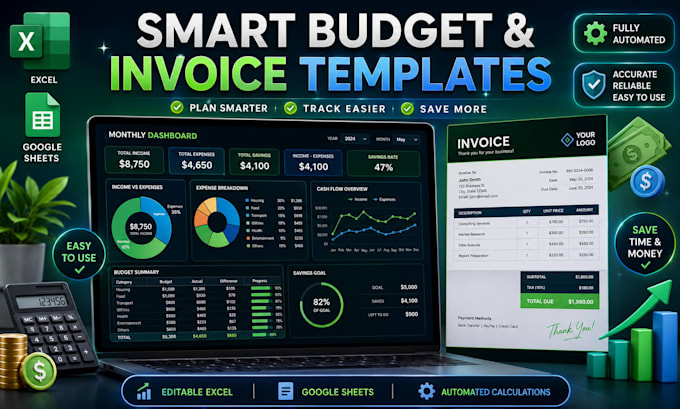 design editable excel google sheets budget invoice tracker template
