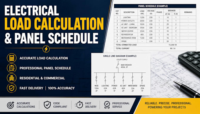 do electrical load calculation and panel schedule