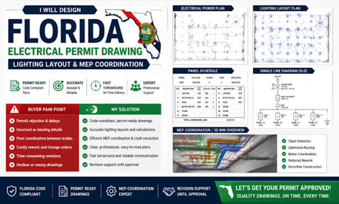 design florida electrical permit drawing lighting layout mep coordination