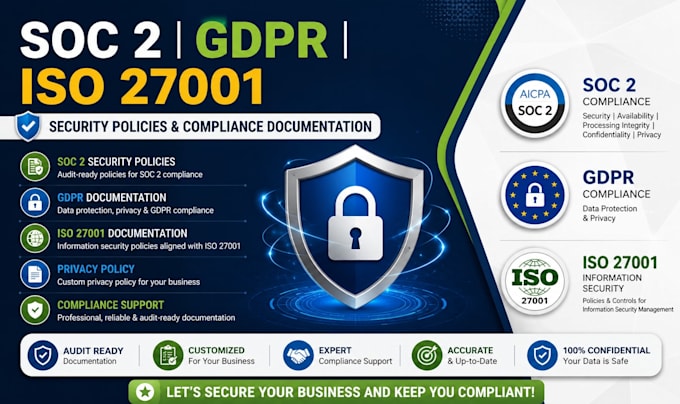 create soc 2 security policies, gdpr and iso 27001 documentation