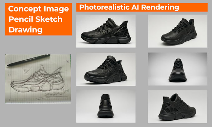 transform your shoe sketch into a photorealistic ai render