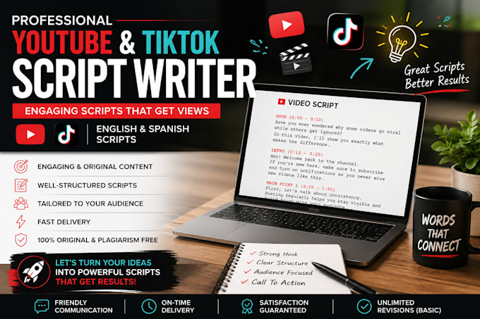write engaging youtube and tiktok video scripts