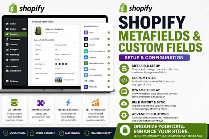 setup shopify metafield guru accentuate custom fields bonify acf custom fields