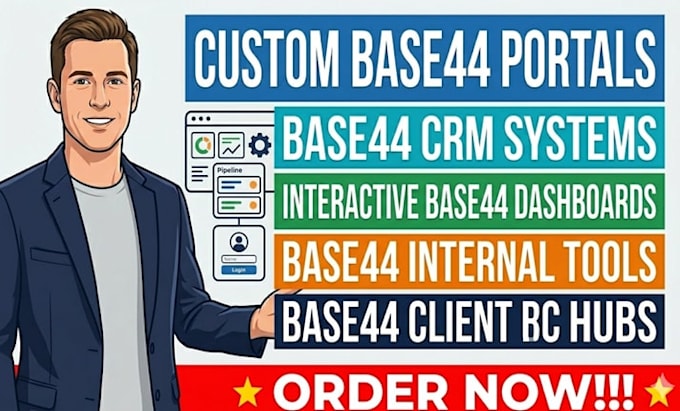 build base44 portals, custom base44 dashboards, and base44 CRM