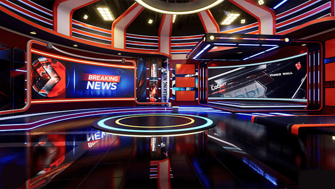do 3d private, commercial news studio, tv programs set, tv shows studio design