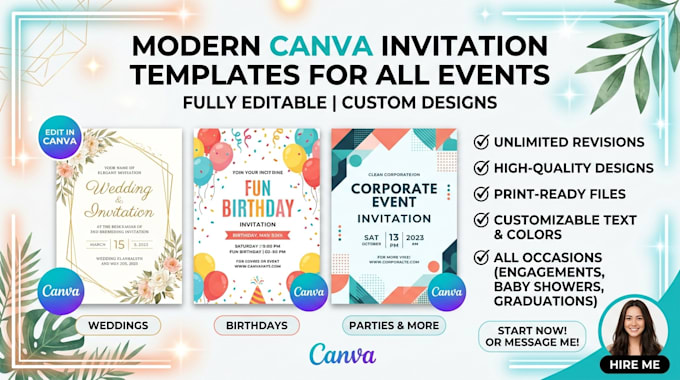 design modern canva invitation templates for events
