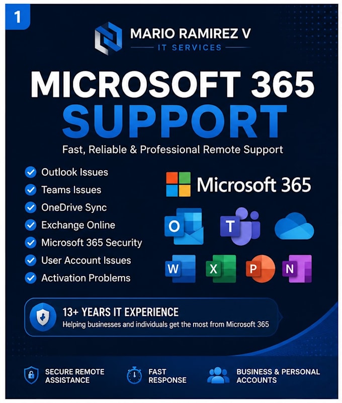 fix microsoft 365, outlook, teams and onedrive