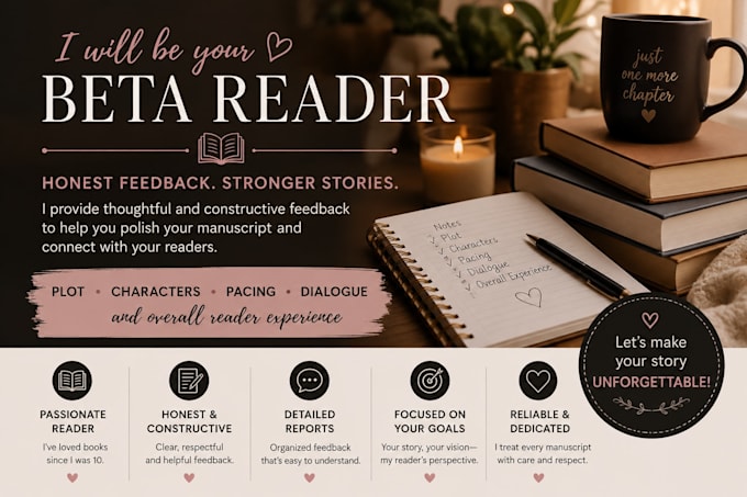 read your book in beta version and provide honest feedback