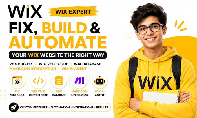 fix wix bug custom features wix velo code make com wix ai agent wix database