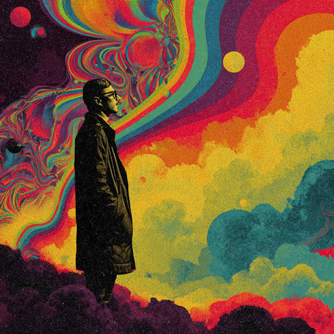 create a unique psychedelic surrealistic illustration for album cover