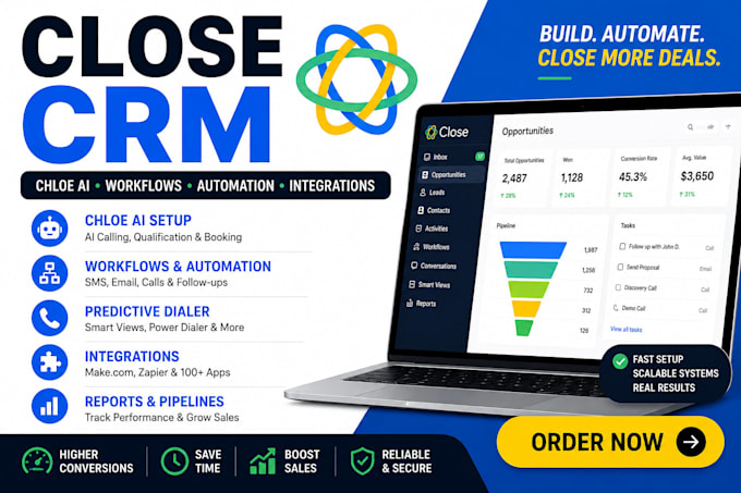 setup close io crm, chloe ai, workflows and sales automation, crm integration