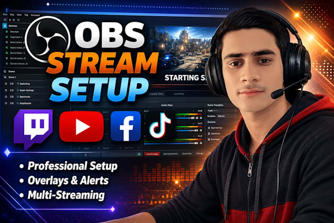 set up obs stream, overlays, alerts, and multistream