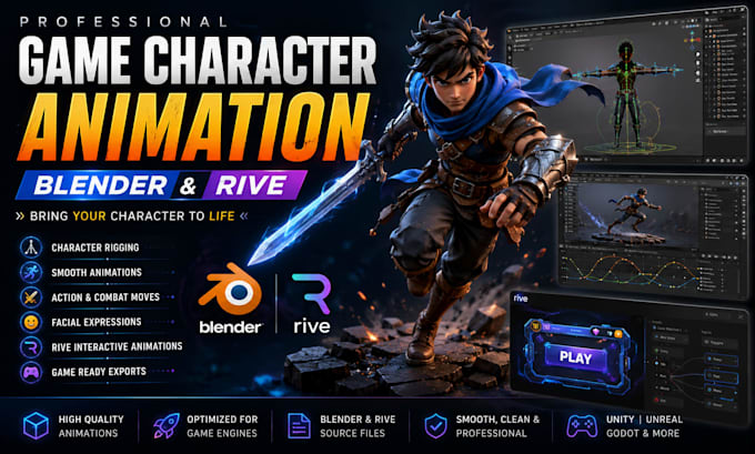 animate your game character in blender and rive