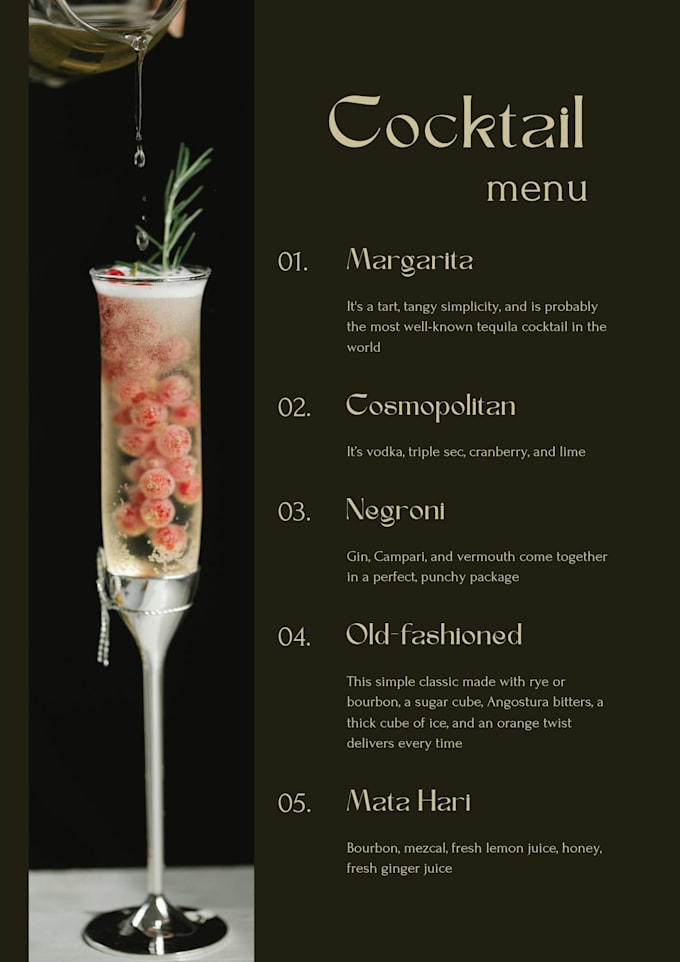 design a creative restaurant menu
