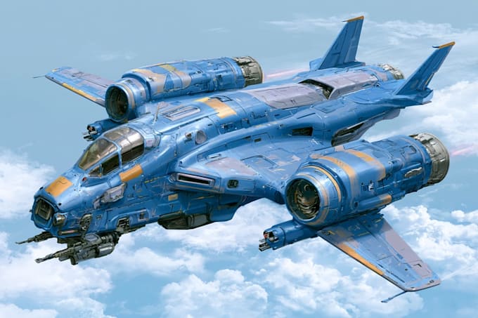create sci fi illustrations of spaceships, ufos, or vehicles