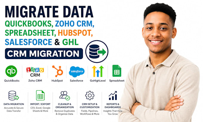 migrate data quickbook zoho crm spreadsheet hubspot salesforce ghl CRM migration