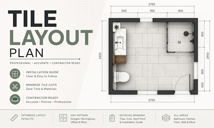 create a professional bathroom tile layout plan