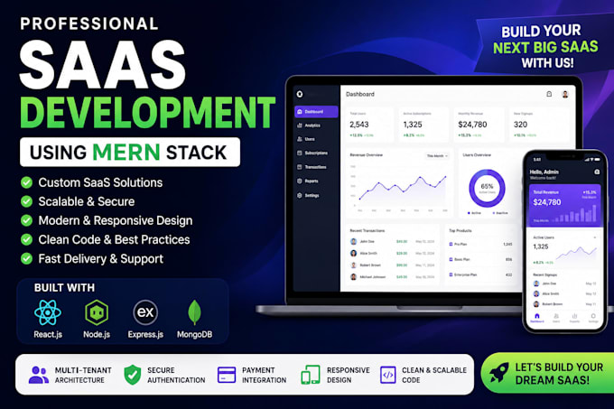 develop a custom saas web application using mern stack