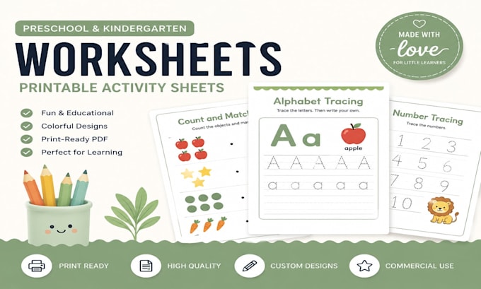 design preschool kindergarten worksheets and printable activity sheets