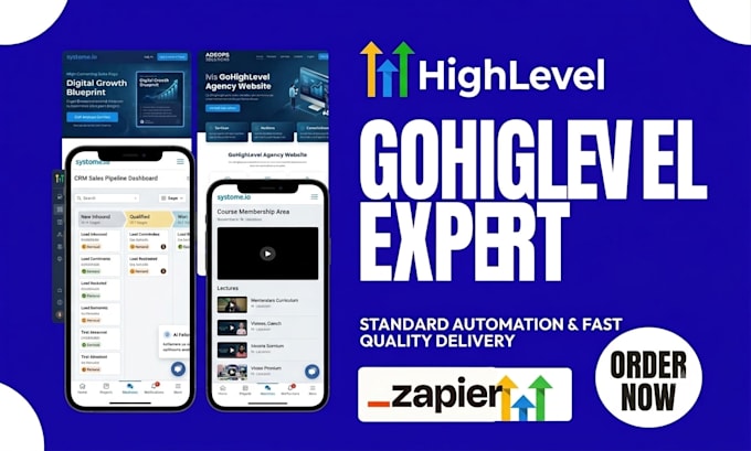 setup your systeme io sales funnel systeme io online course, gohighlevel website