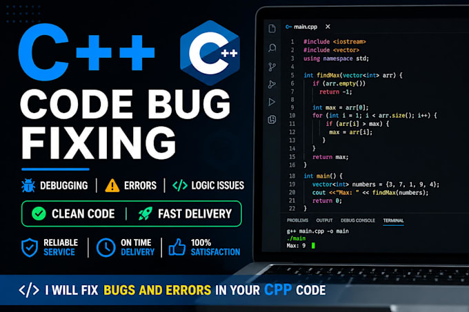 fix bugs and errors in your cpp code