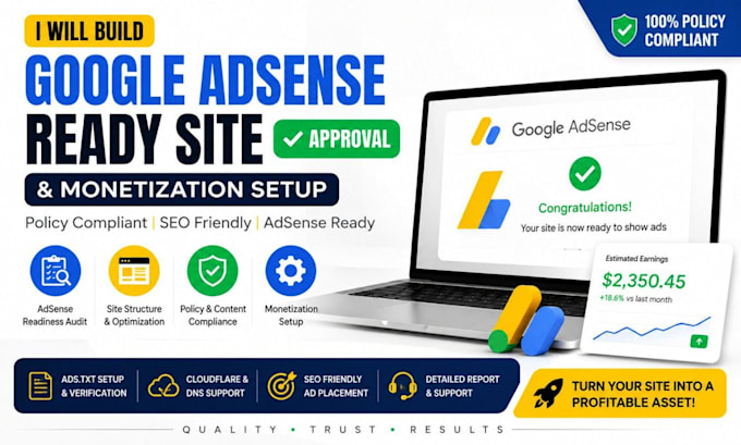 build a google adsense ready website and monetization setup