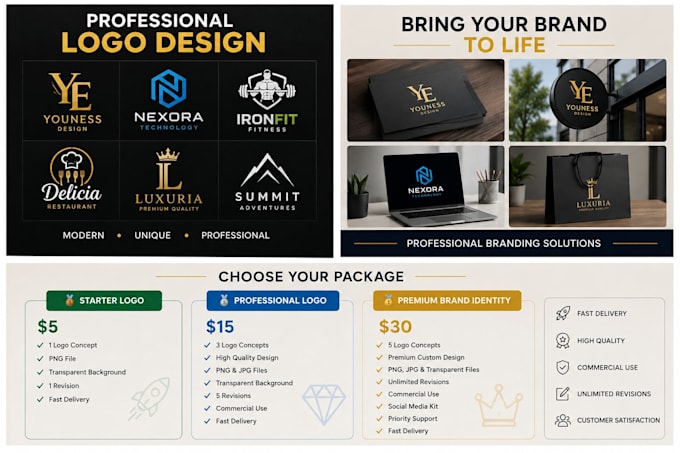 create a professional logo for your brand, company or anything etc