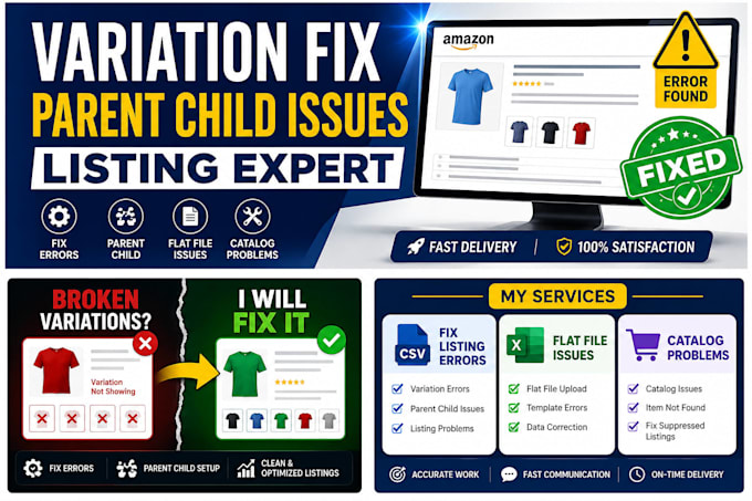 fix amazon variation errors and parent child listing issues