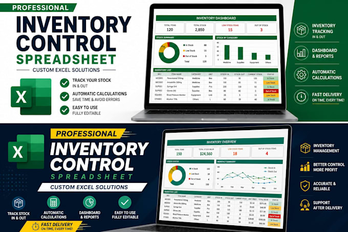 create a professional inventory control spreadsheet  in excel