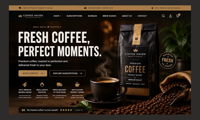 build coffee website coffee shopify store beverage website coffee label tea shop