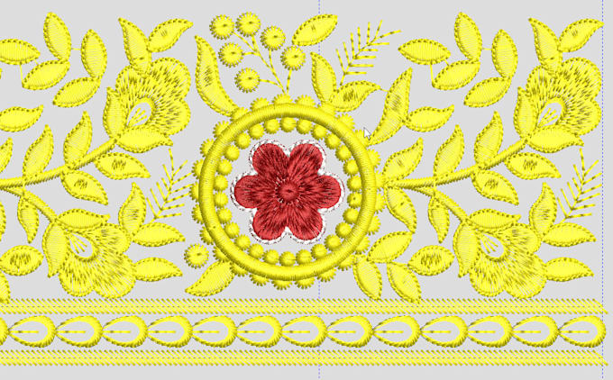 designs create neck, sleeves and border embroidery